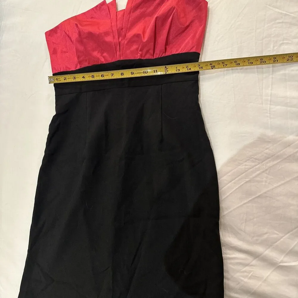 Pink Satin Black Pencil Cocktail Dress Juniors L Holiday Party Wedding